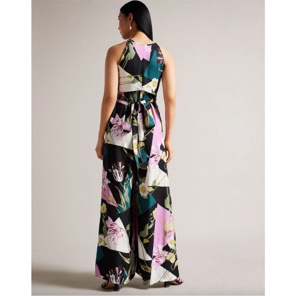 Ted Baker Maudee Printed Halter Neck Wide Leg Floral Jumpsuit Viscose - Picture 6 of 16